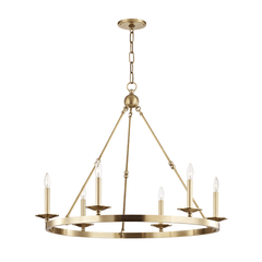 Hudson Valley Lighting | Allendale Chandelier - AGED BRASS White Cliff Studio Chandelier