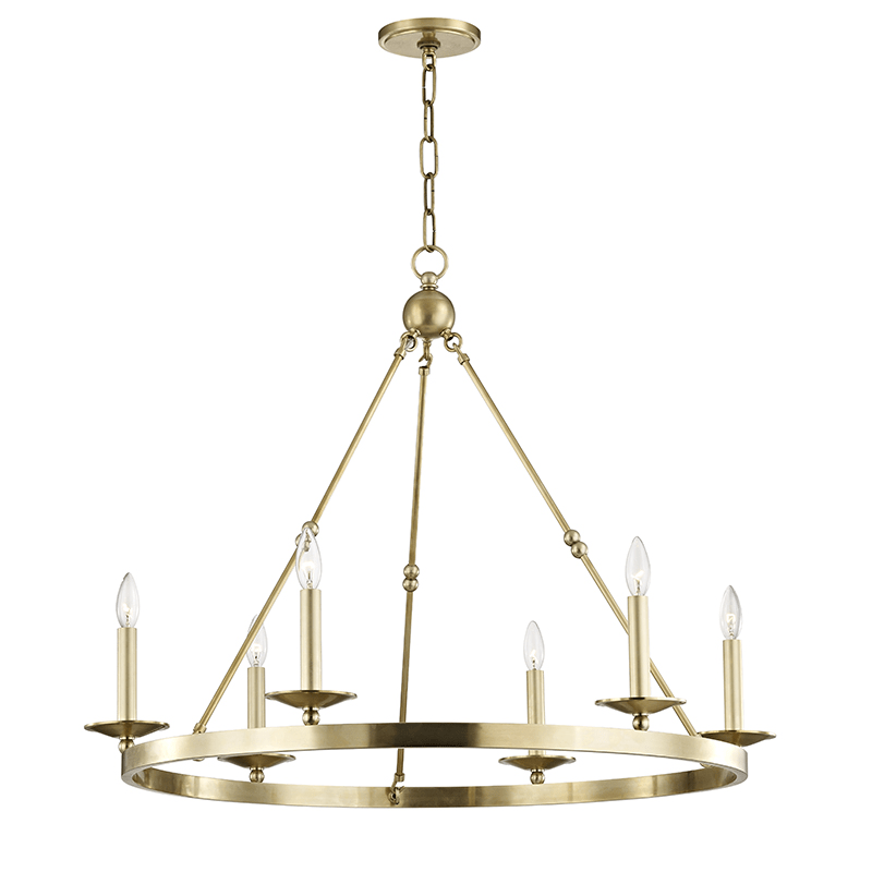 Hudson Valley Lighting | Allendale Chandelier - AGED BRASS White Cliff Studio Chandelier