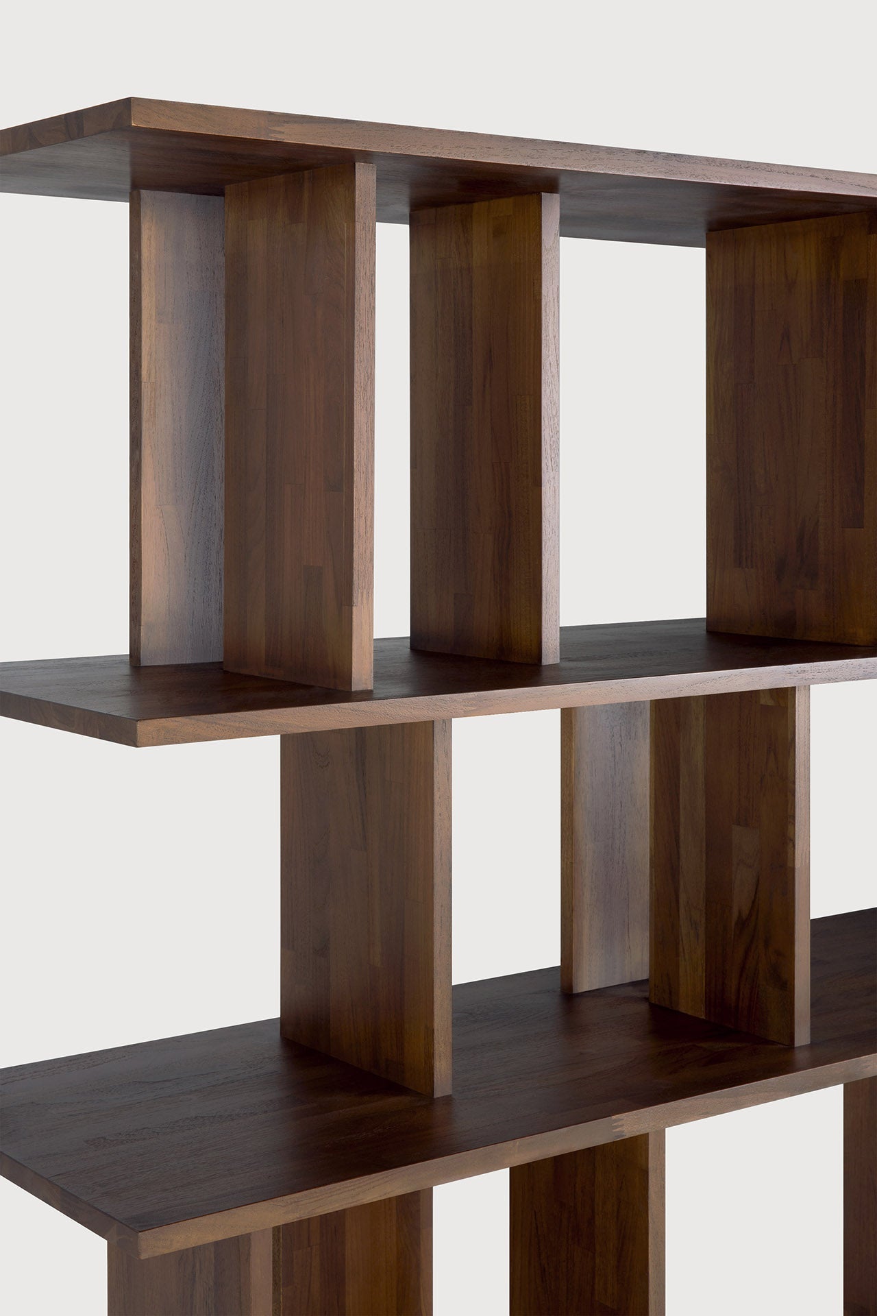Irregular rack - varnished teak - brown White Cliff Studio Wall Shelf
