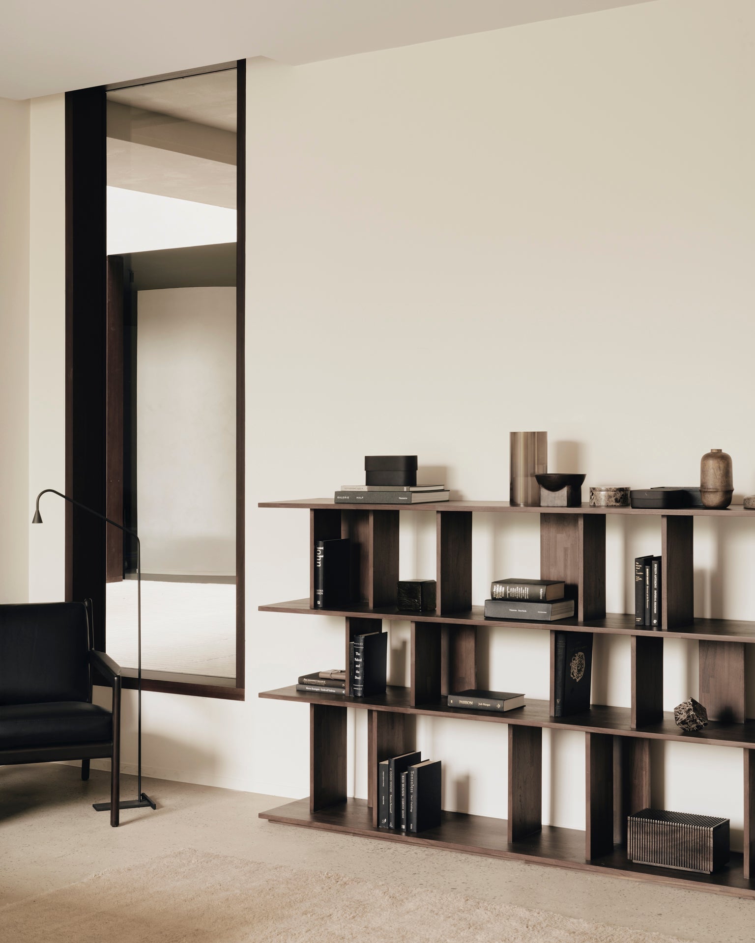 Irregular rack - varnished teak - brown White Cliff Studio Wall Shelf