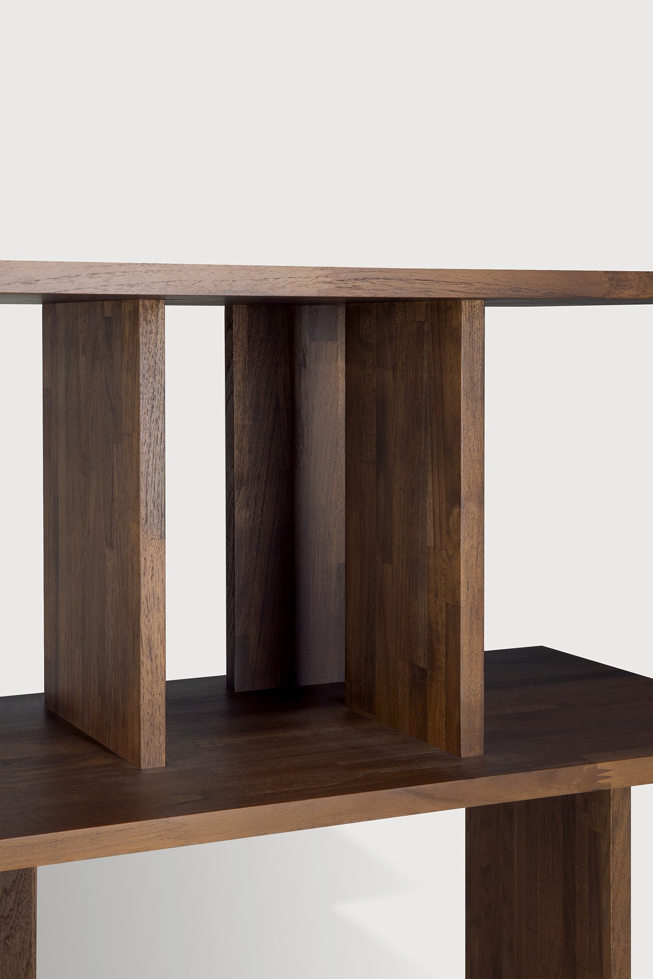 Irregular rack - varnished teak - brown White Cliff Studio Wall Shelf