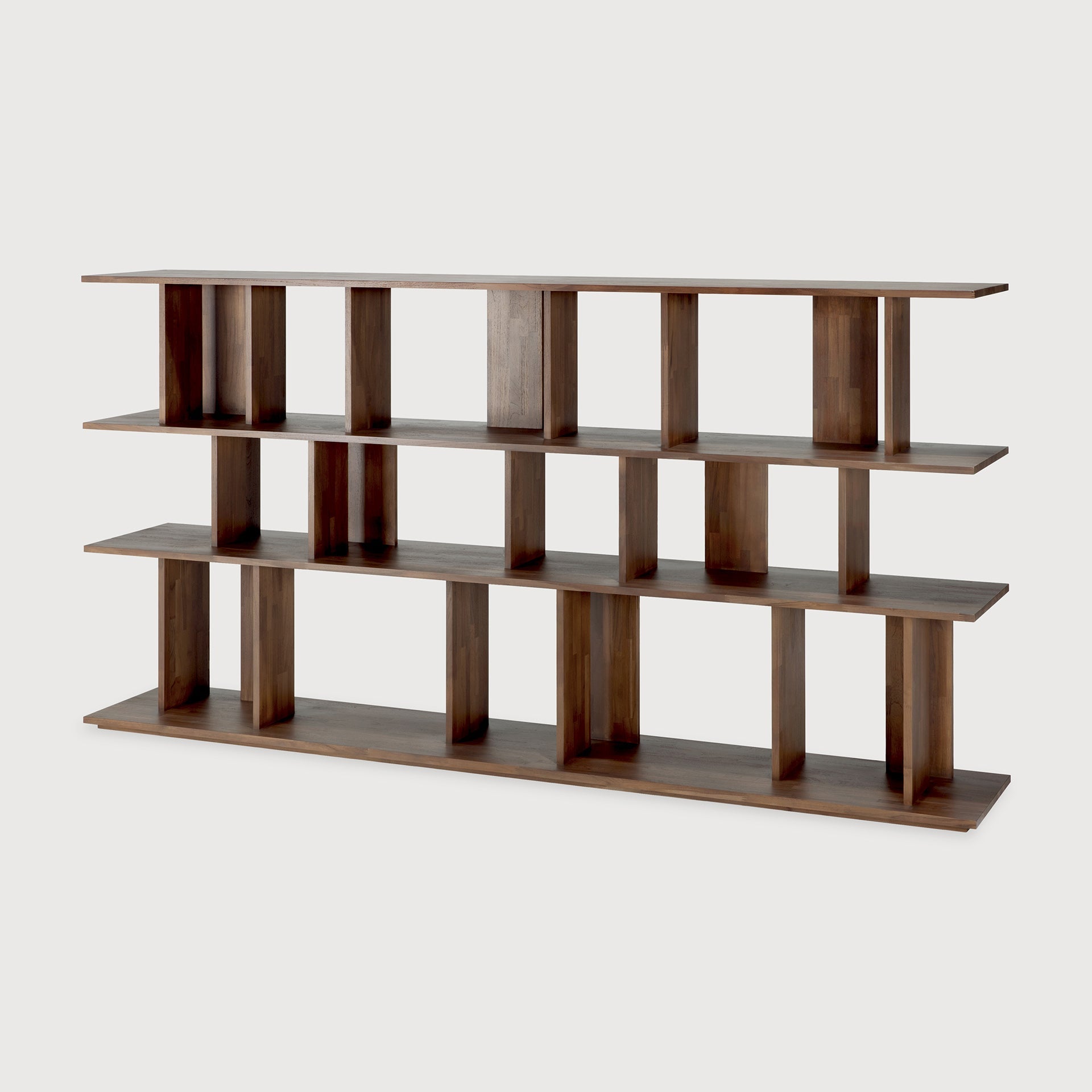 Irregular rack - varnished teak - brown White Cliff Studio Wall Shelf