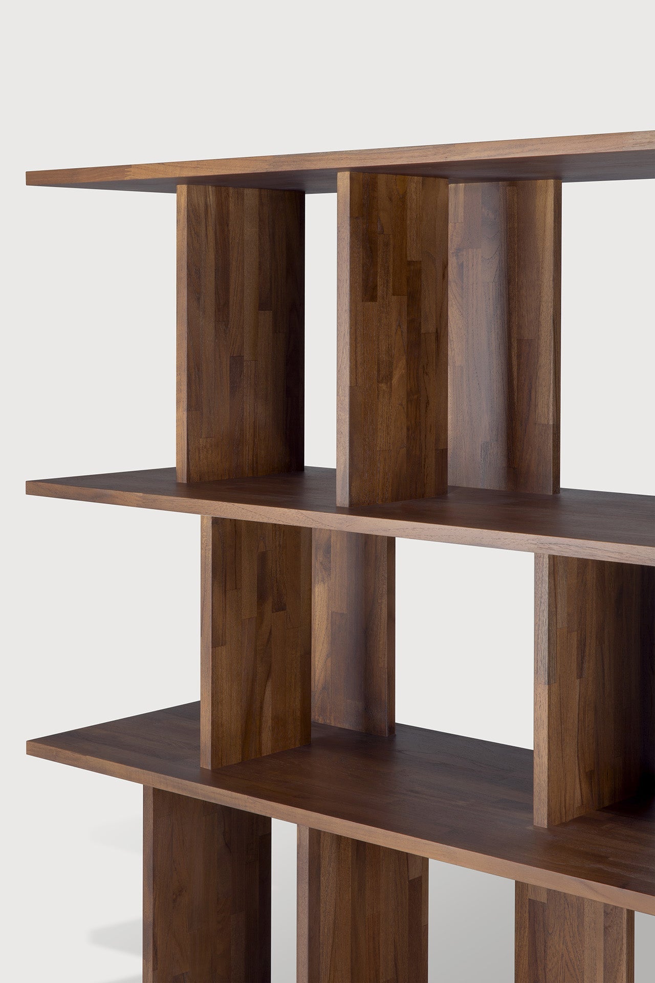 Irregular rack - varnished teak - brown White Cliff Studio Wall Shelf