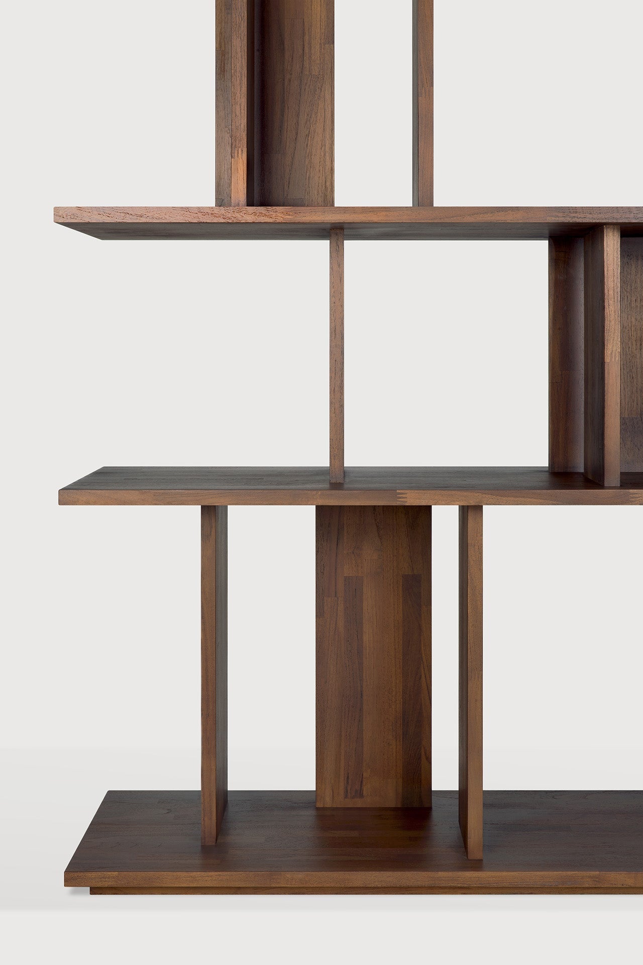 Irregular rack - varnished teak - brown White Cliff Studio Wall Shelf