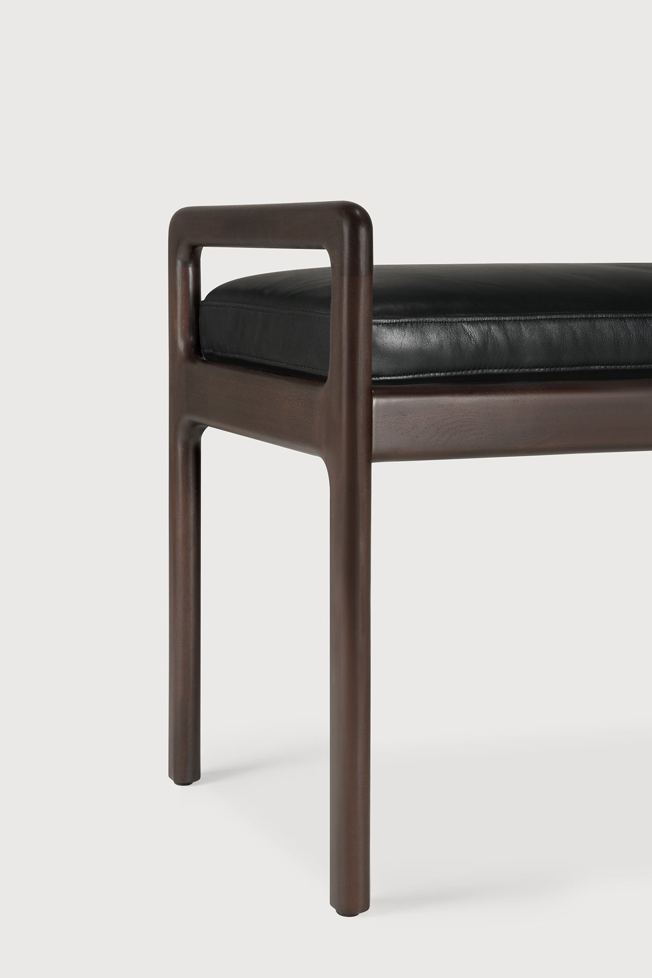 Jack bench - varnished mahogany - dark brown - Carbone leather White Cliff Studio Bench / Dining Bench