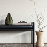 Jack bench - varnished mahogany - dark brown - Carbone leather White Cliff Studio Bench / Dining Bench