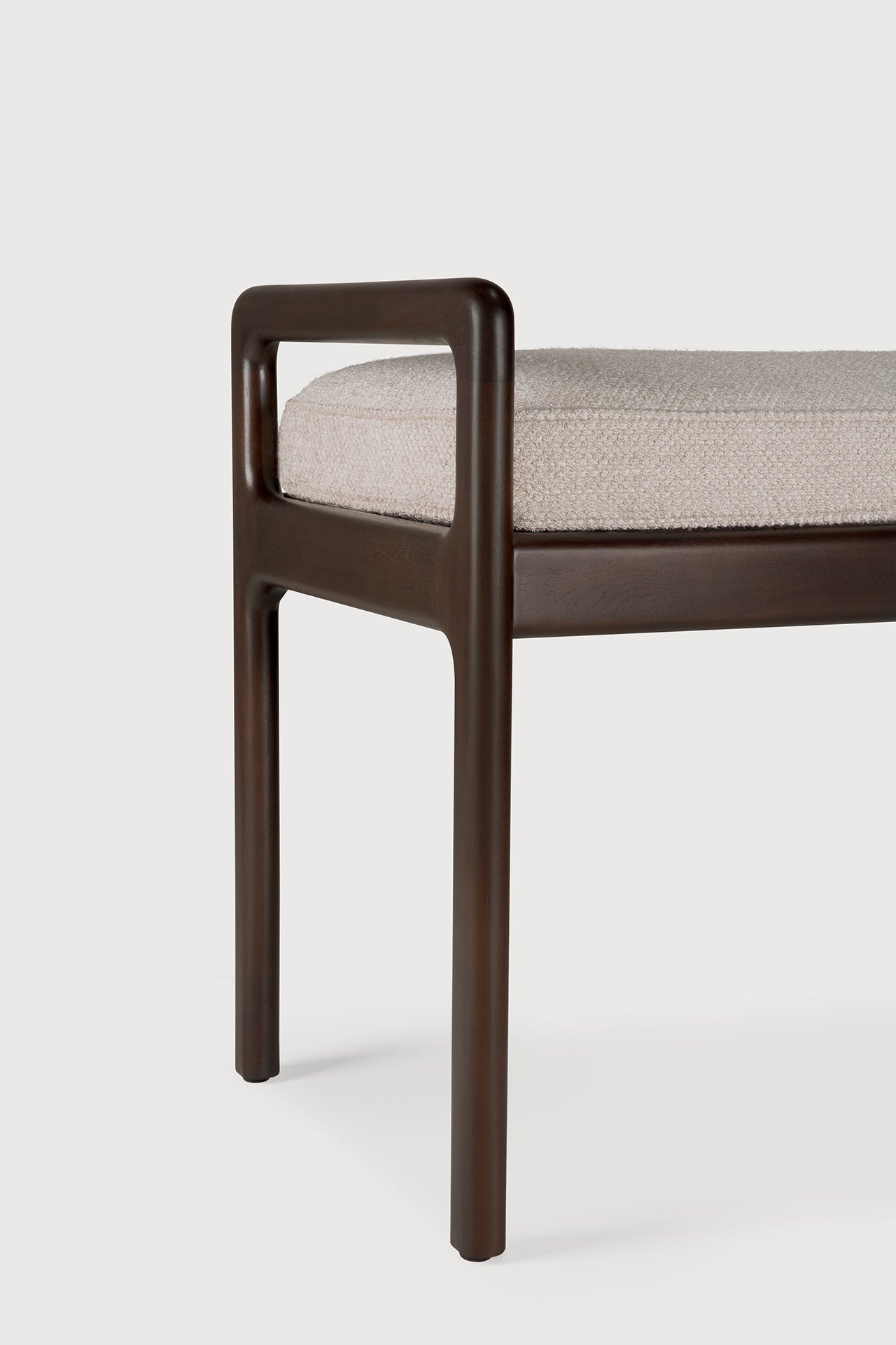 Jack bench - varnished mahogany - dark brown - Ivory fabric White Cliff Studio Bench / Dining Bench