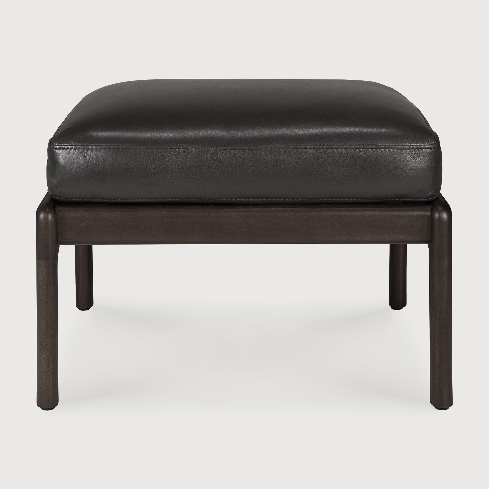 Jack footstool - varnished mahogany - dark brown - Carbone leather White Cliff Studio Ottoman