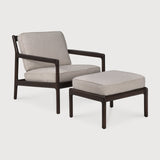 Jack footstool - varnished mahogany - dark brown - Ivory fabric White Cliff Studio Ottoman