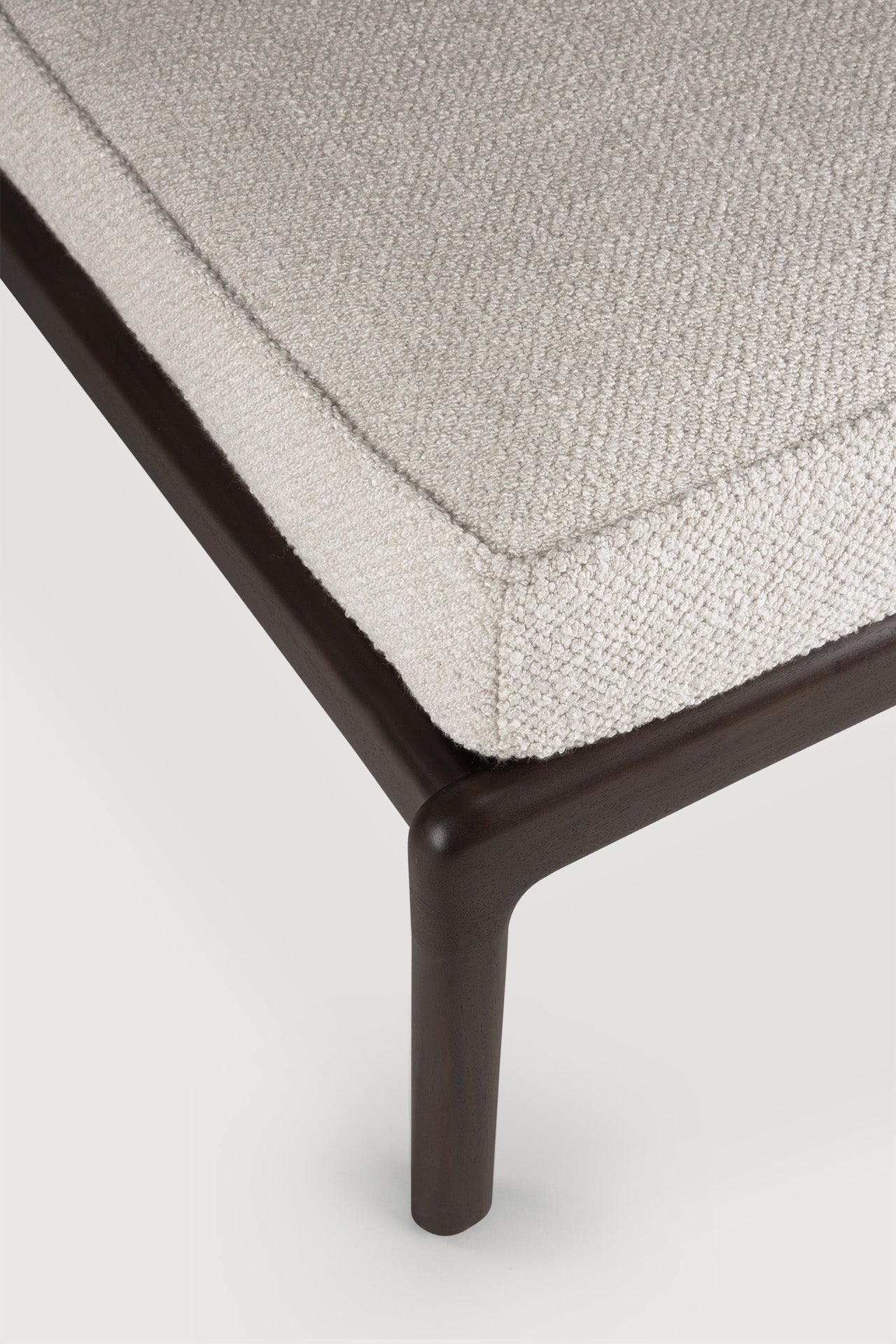 Jack footstool - varnished mahogany - dark brown - Ivory fabric White Cliff Studio Ottoman