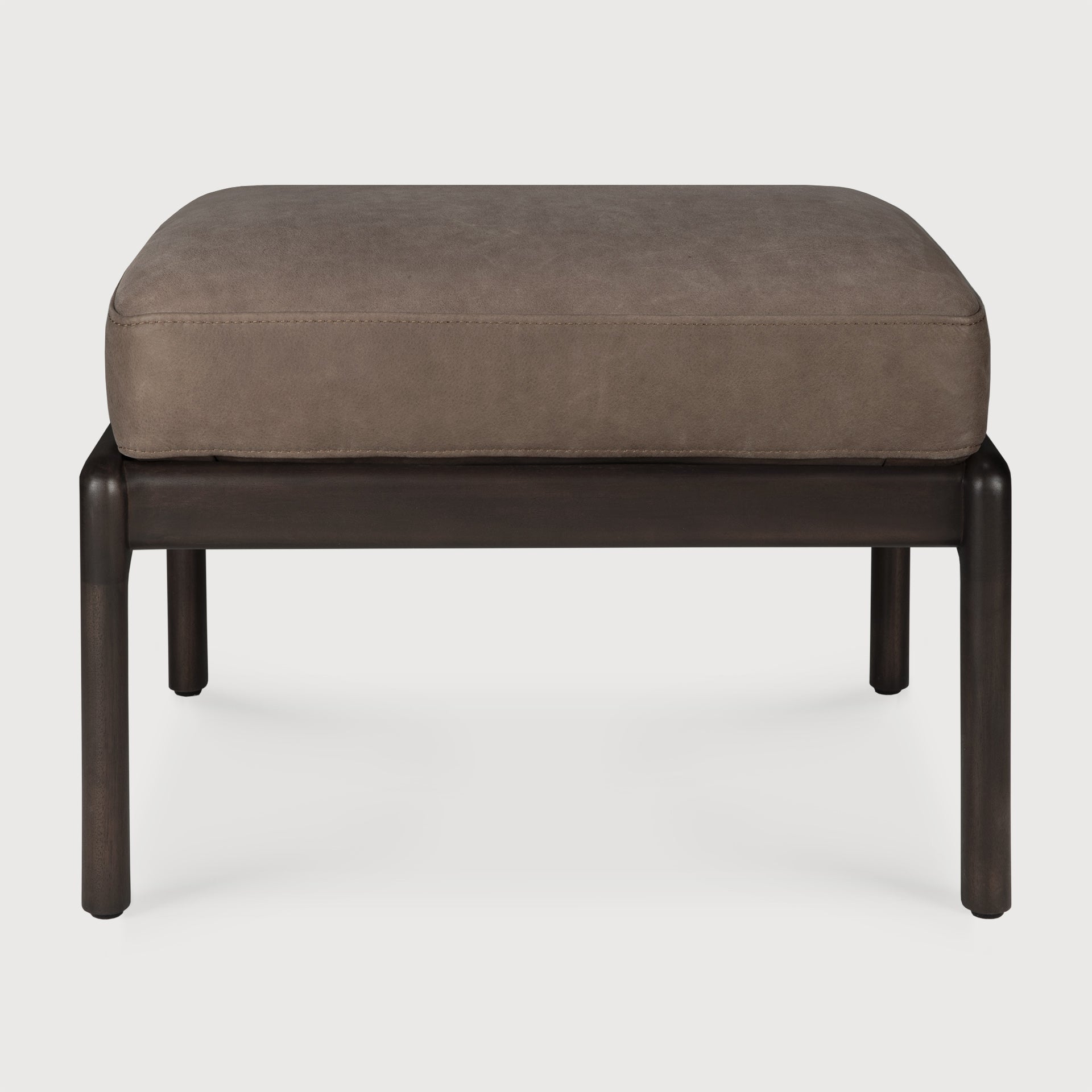 Jack footstool - varnished mahogany - dark brown - Terra nubuck leather White Cliff Studio Ottoman