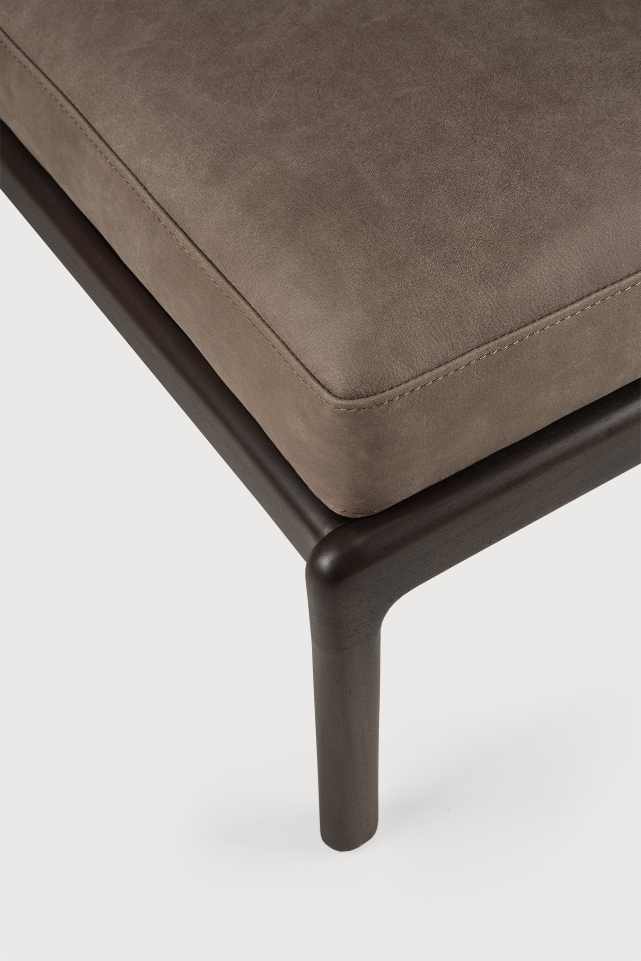 Jack footstool - varnished mahogany - dark brown - Terra nubuck leather White Cliff Studio Ottoman