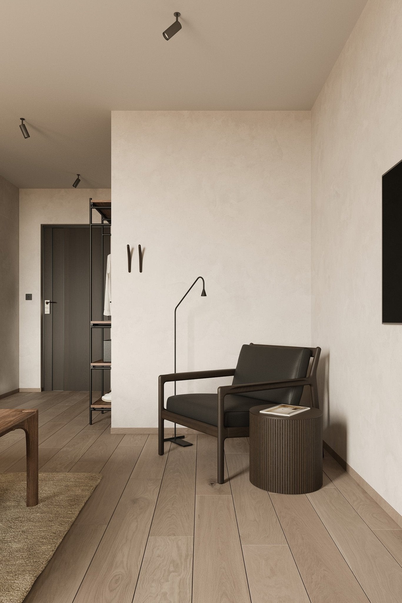 Jack lounge chair - varnished mahogany - dark brown - Carbone leather White Cliff Studio Lounge Chair