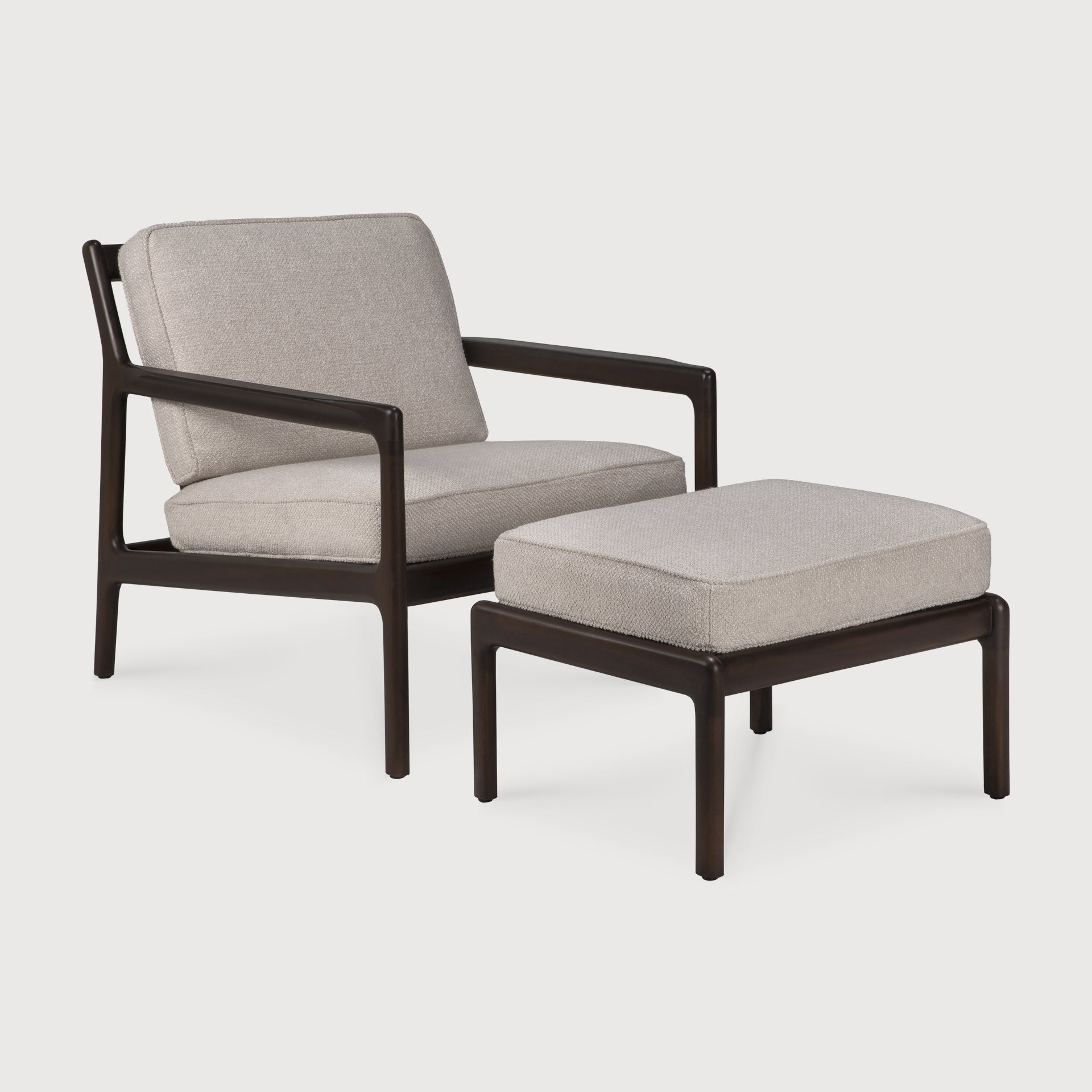 Jack lounge chair - varnished mahogany - dark brown - Ivory fabric White Cliff Studio Lounge Chair