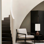 Jack lounge chair - varnished mahogany - dark brown - Ivory fabric White Cliff Studio Lounge Chair