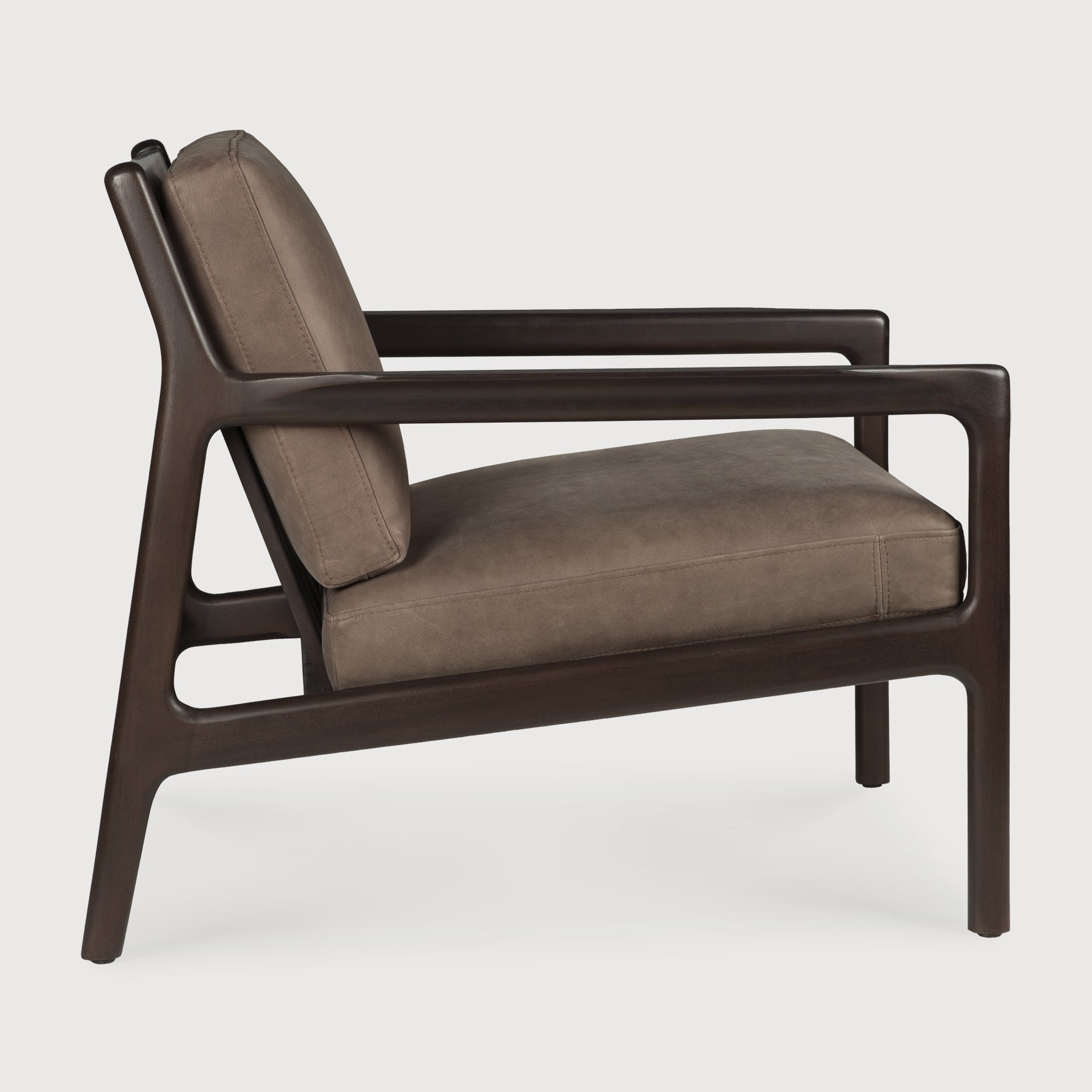 Jack lounge chair - varnished mahogany - dark brown - Terra nubuck leather White Cliff Studio Lounge Chair