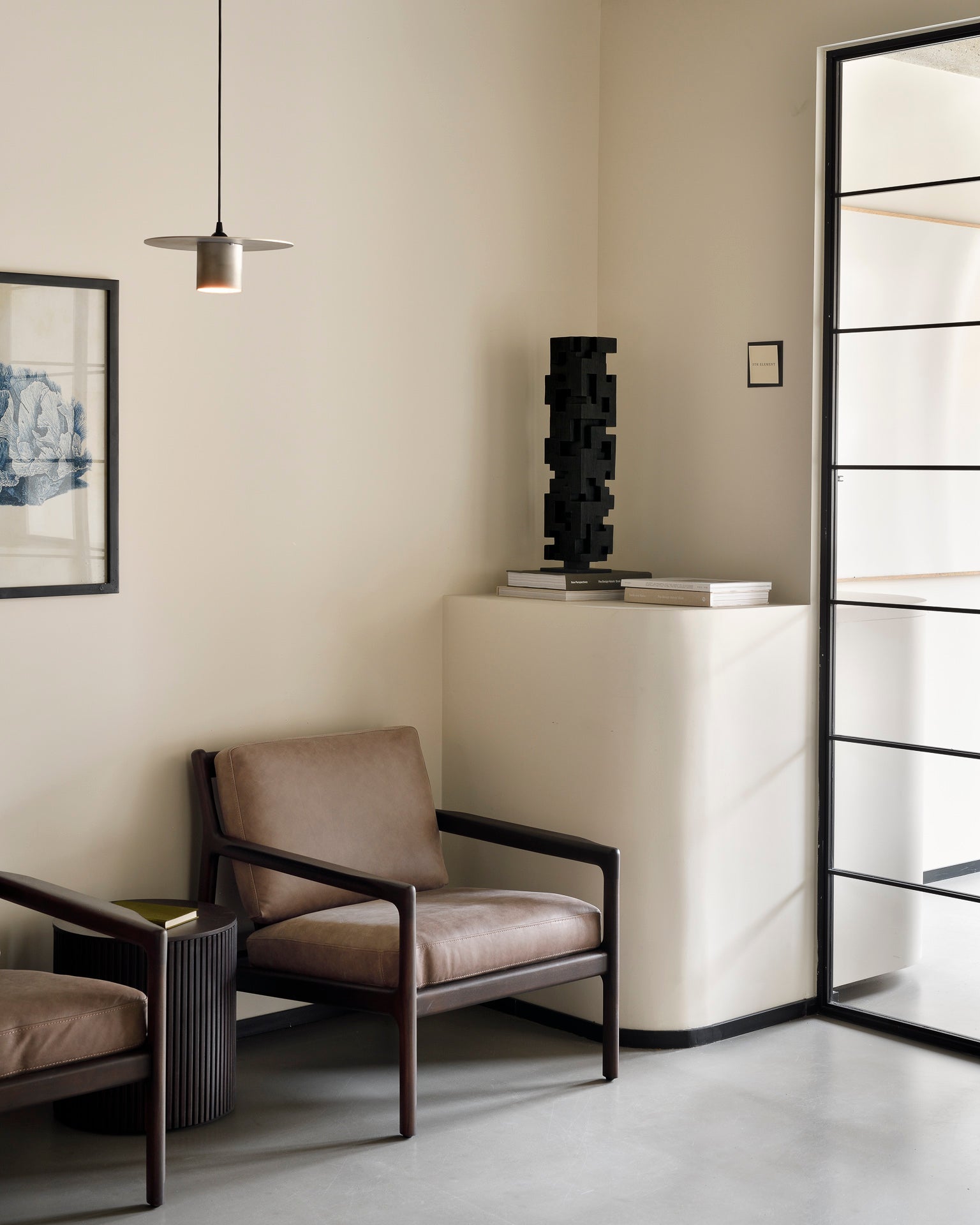 Jack lounge chair - varnished mahogany - dark brown - Terra nubuck leather White Cliff Studio Lounge Chair