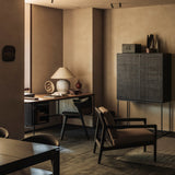 Jack lounge chair - varnished mahogany - dark brown - Terra nubuck leather White Cliff Studio Lounge Chair