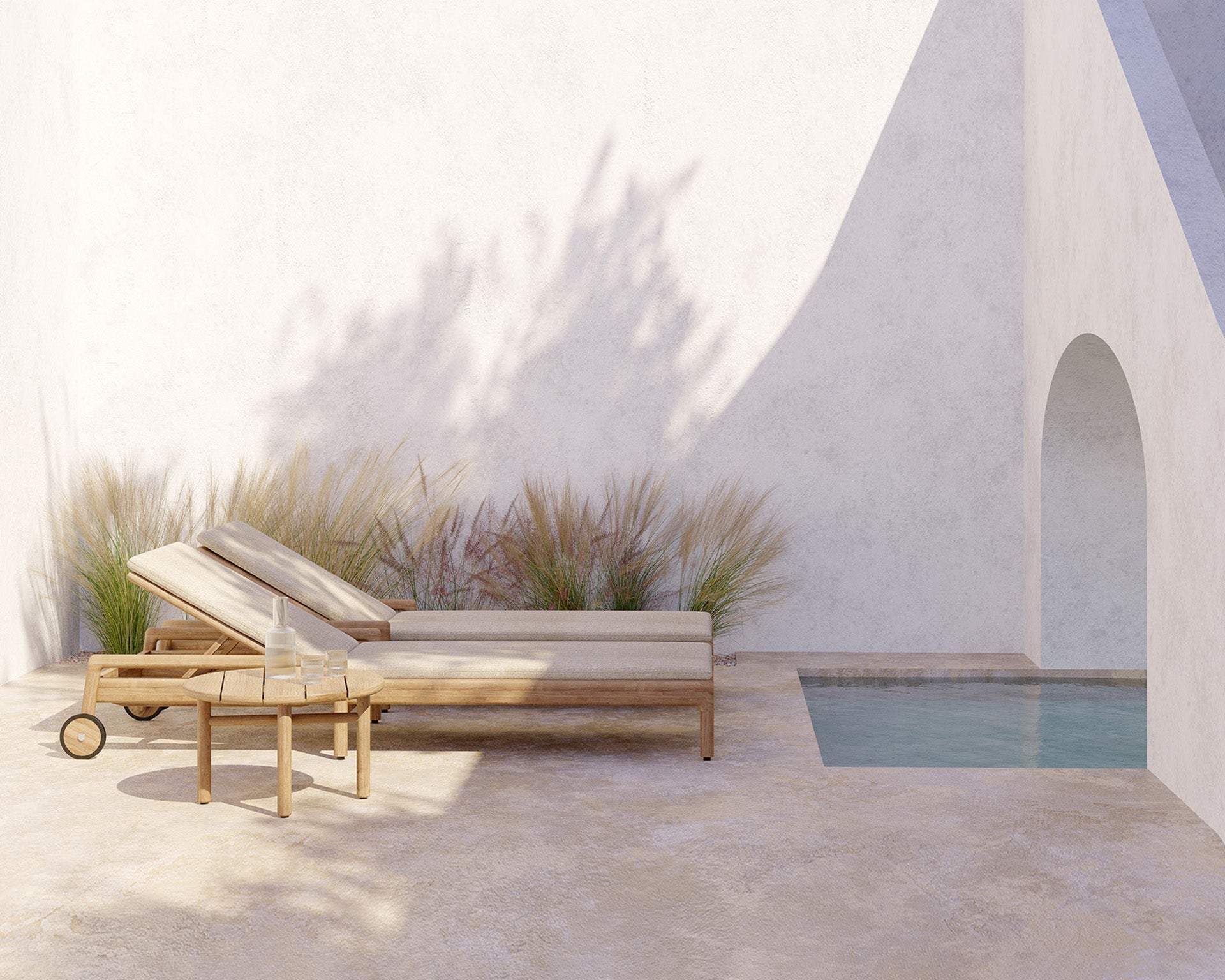 Jack outdoor adjustable lounger cushion - Natural fabric White Cliff Studio Outdoor Cushion