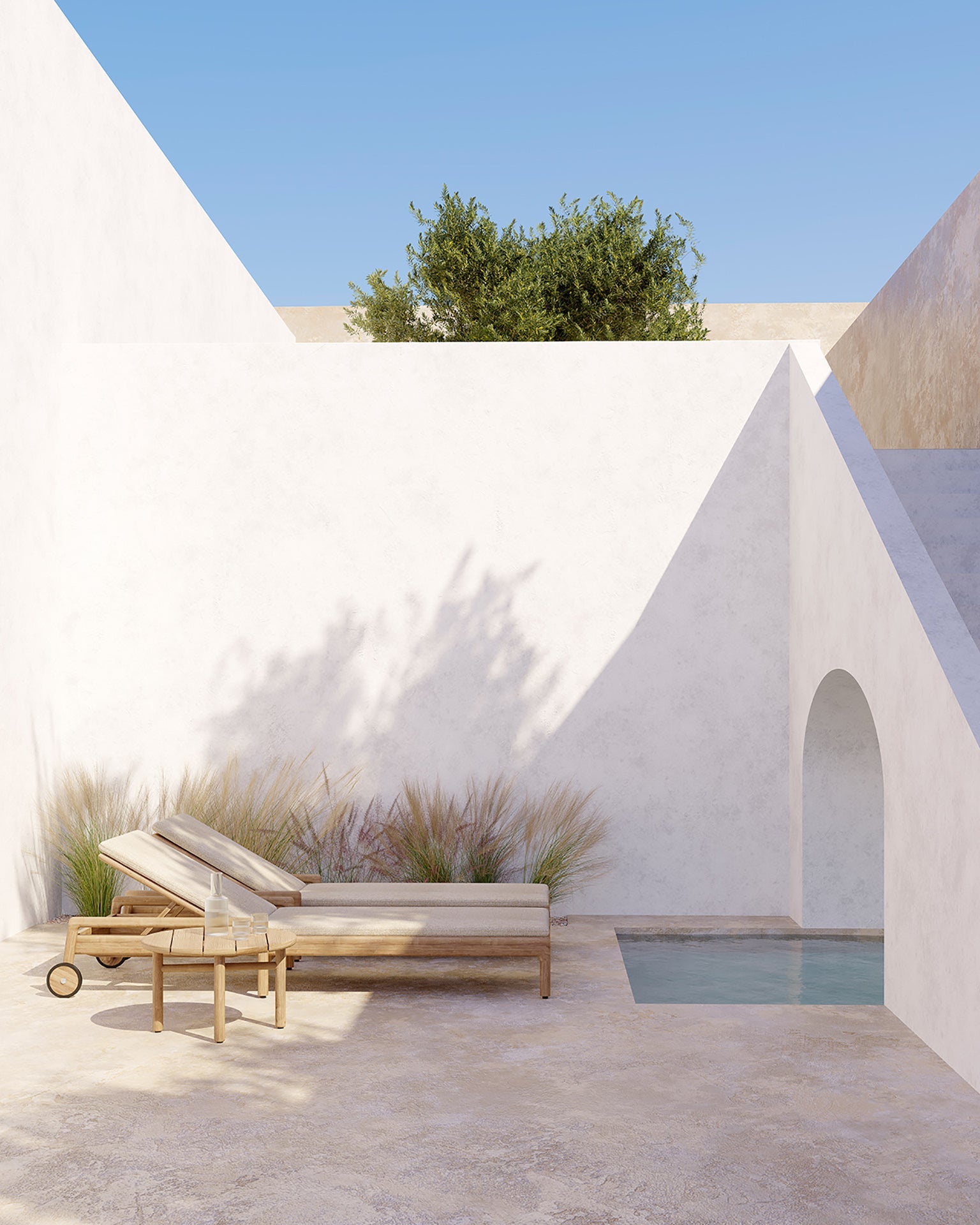 Jack outdoor adjustable lounger cushion - Natural fabric White Cliff Studio Outdoor Cushion