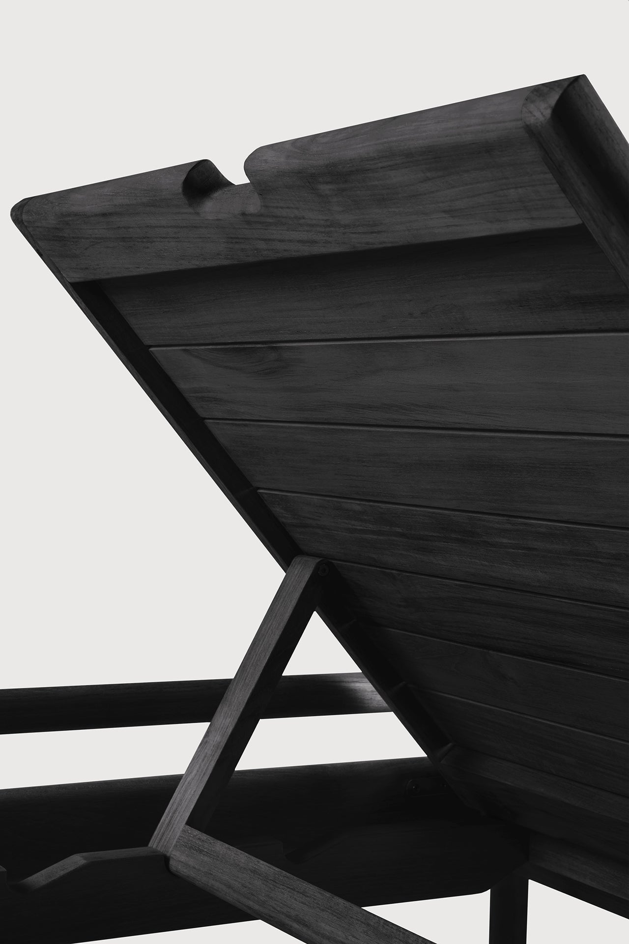 Jack outdoor adjustable lounger frame - varnished teak - black White Cliff Studio Outdoor Chaise