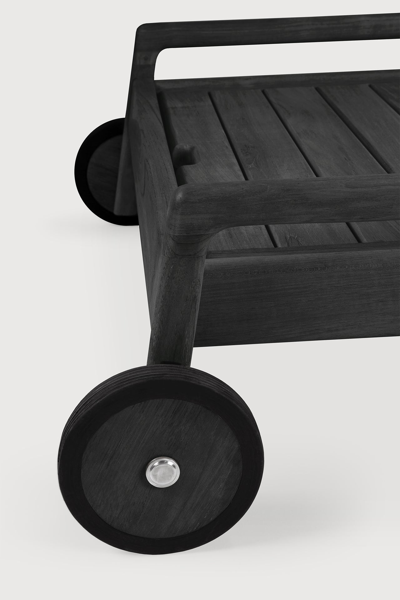 Jack outdoor adjustable lounger frame - varnished teak - black White Cliff Studio Outdoor Chaise