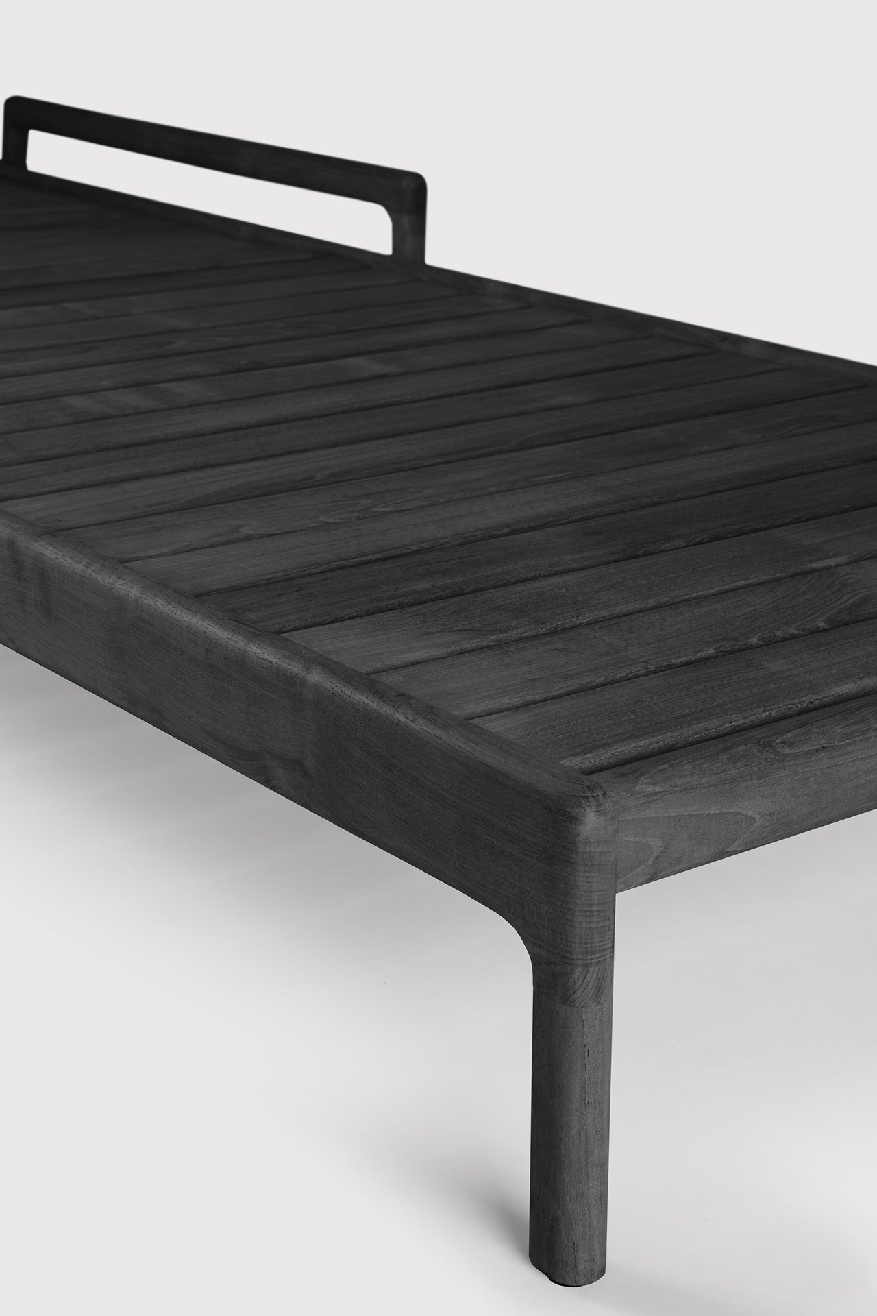 Jack outdoor adjustable lounger frame - varnished teak - black White Cliff Studio Outdoor Chaise