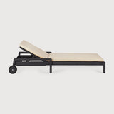 Jack outdoor adjustable lounger frame - varnished teak - black White Cliff Studio Outdoor Chaise