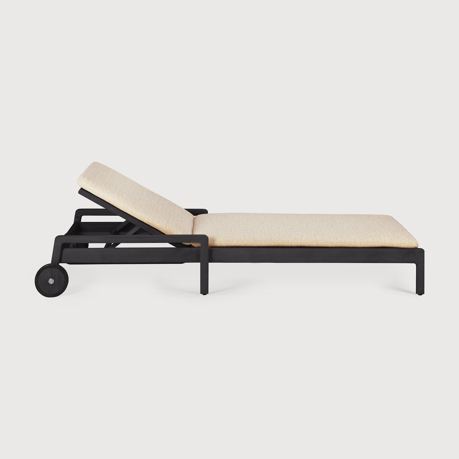 Jack outdoor adjustable lounger frame - varnished teak - black White Cliff Studio Outdoor Chaise