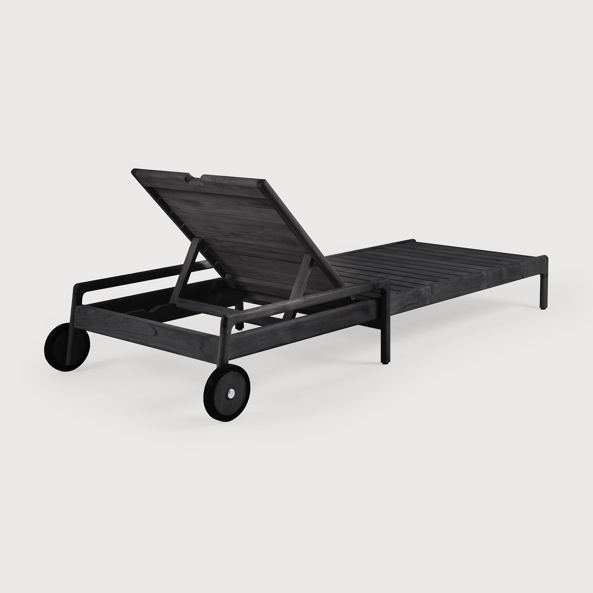 Jack outdoor adjustable lounger frame - varnished teak - black White Cliff Studio Outdoor Chaise