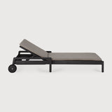 Jack outdoor adjustable lounger frame - varnished teak - black White Cliff Studio Outdoor Chaise