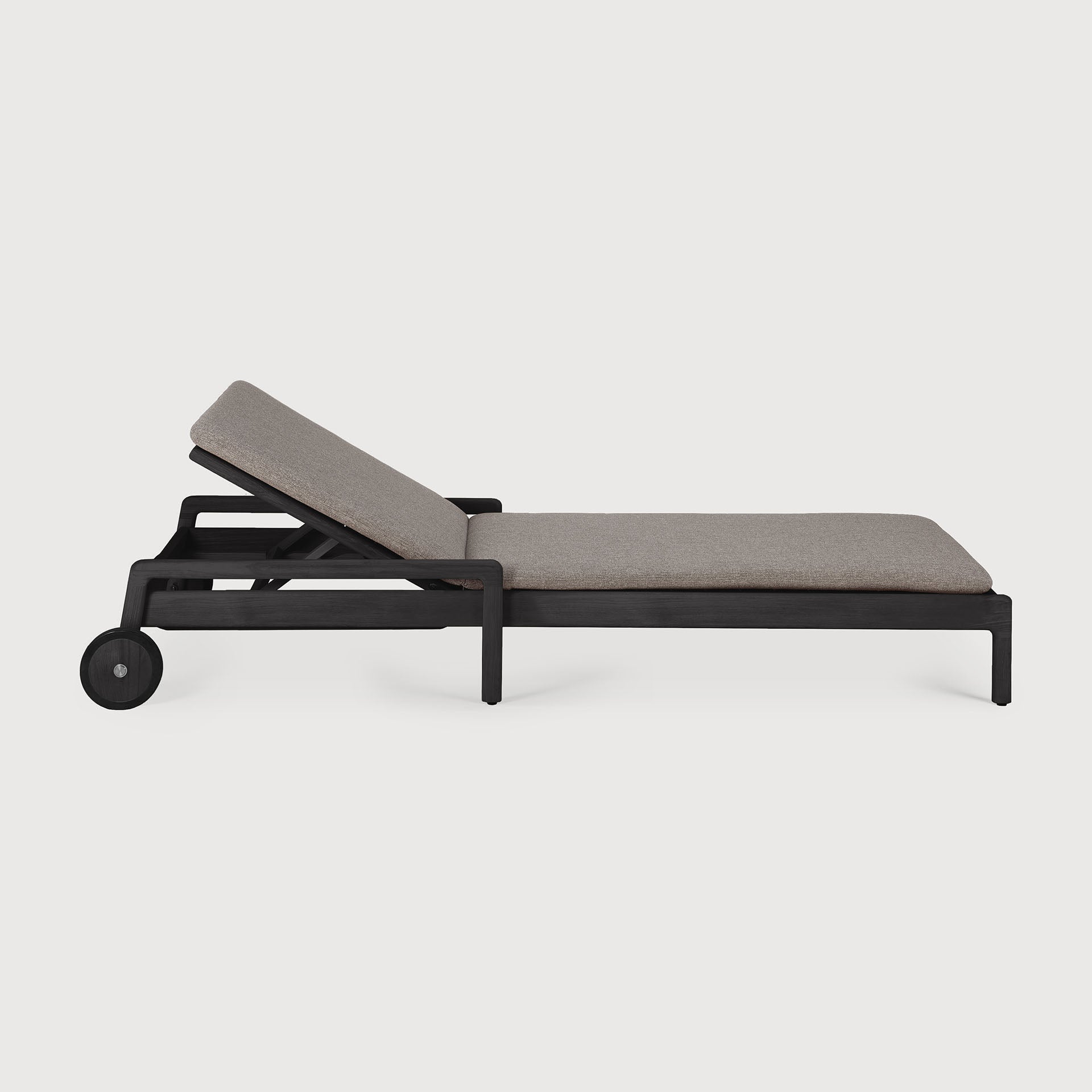 Jack outdoor adjustable lounger frame - varnished teak - black White Cliff Studio Outdoor Chaise