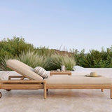 Jack outdoor adjustable lounger frame - varnished teak - black White Cliff Studio Outdoor Chaise