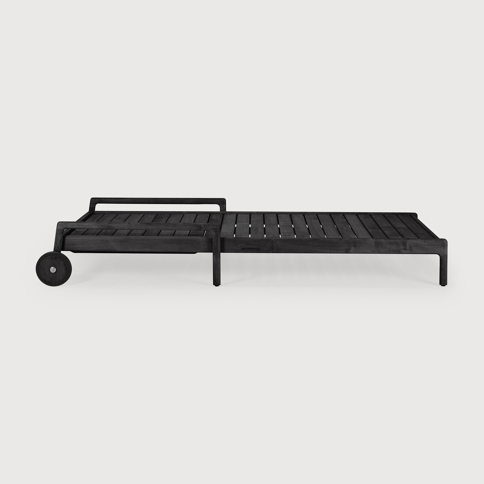Jack outdoor adjustable lounger frame - varnished teak - black White Cliff Studio Outdoor Chaise