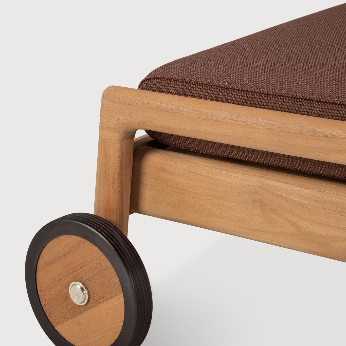 Jack outdoor adjustable lounger - teak - Burgundy fabric White Cliff Studio Outdoor Chaise