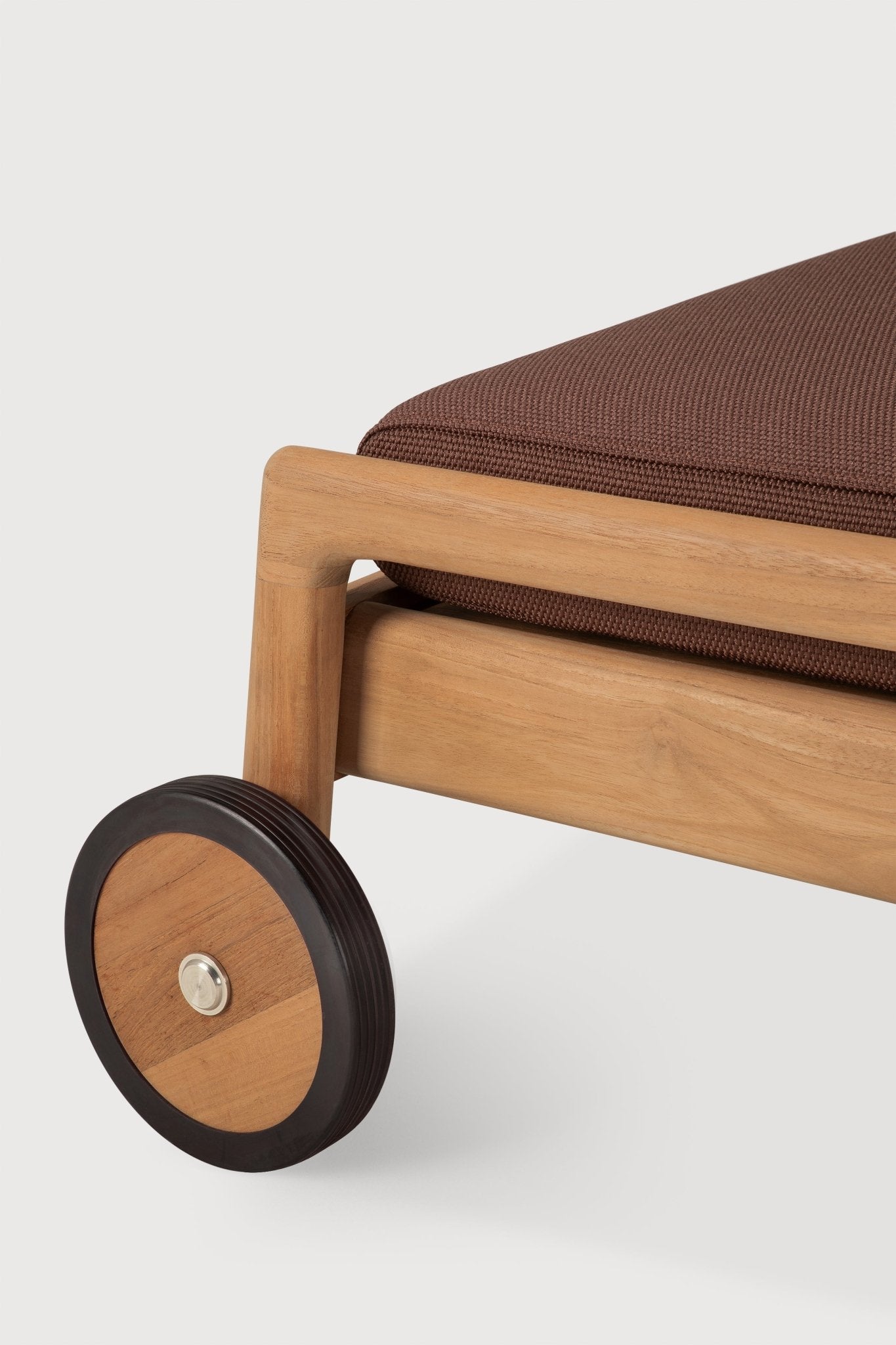 Jack outdoor adjustable lounger - teak - Burgundy fabric White Cliff Studio Outdoor Chaise