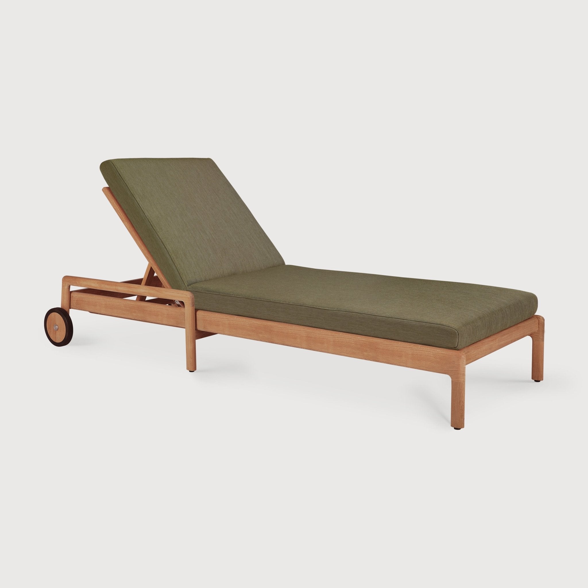 Jack outdoor adjustable lounger - teak - Green fabric White Cliff Studio Outdoor Chaise