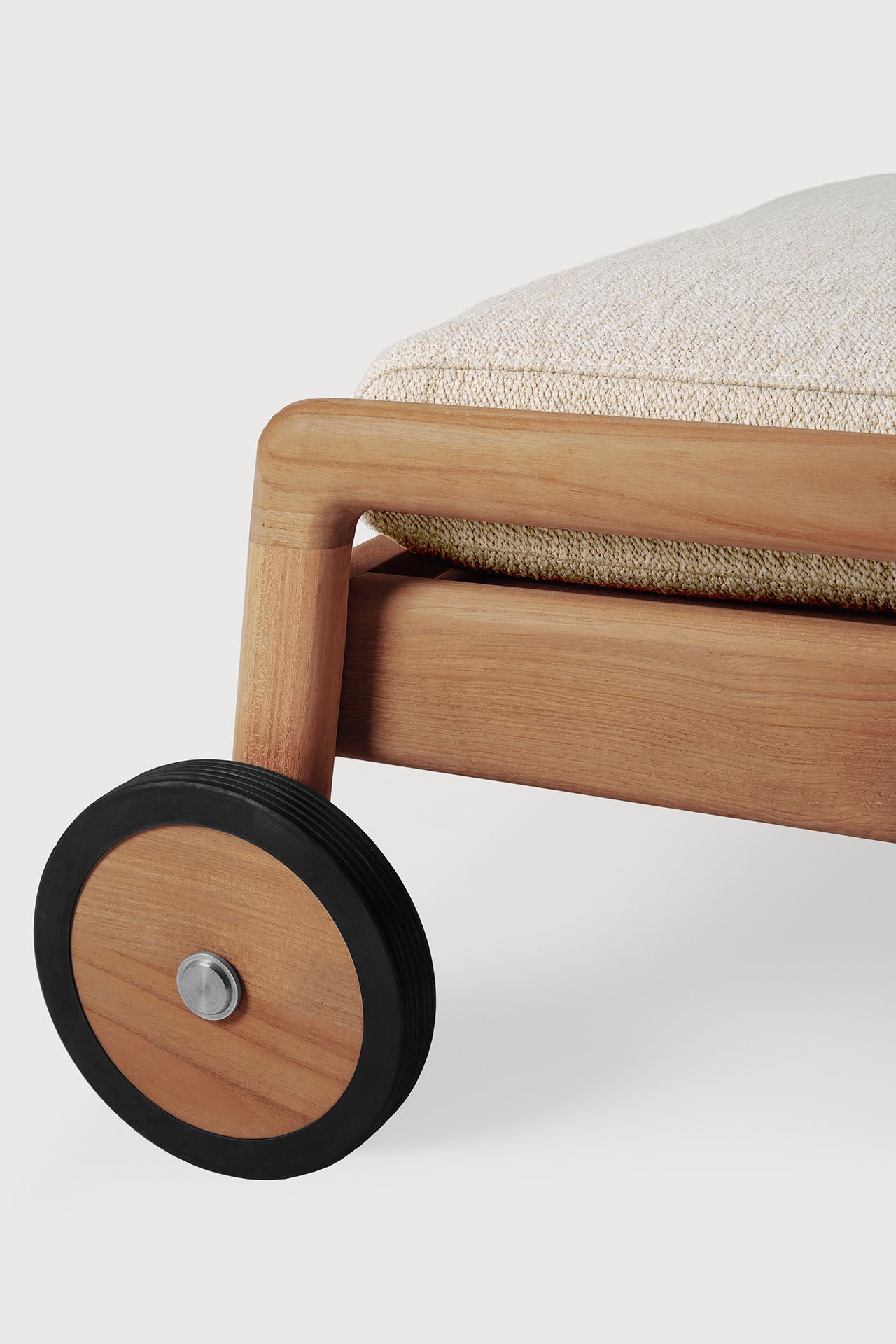 Jack outdoor adjustable lounger - teak - Natural fabric White Cliff Studio Outdoor Chaise