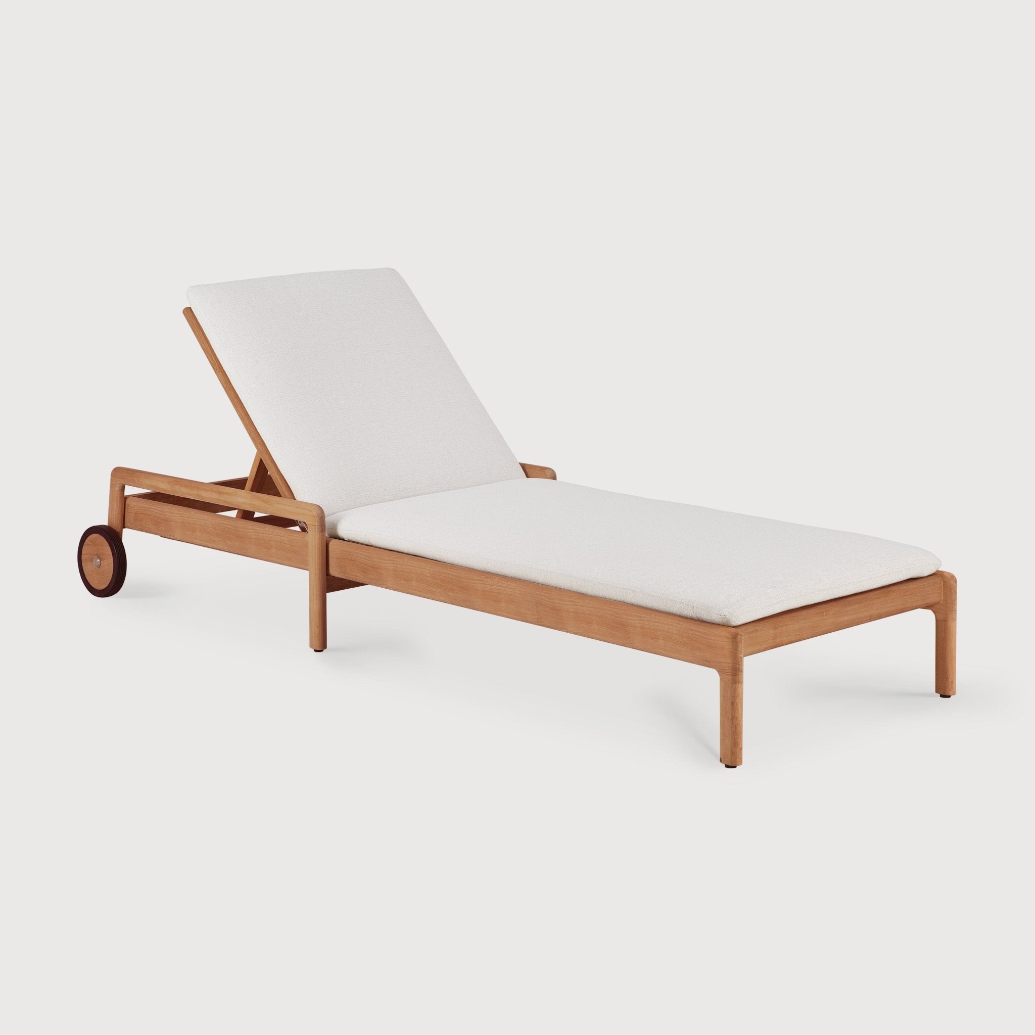Jack outdoor adjustable lounger - teak - Off White fabric White Cliff Studio Outdoor Chaise