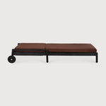 Jack outdoor adjustable lounger - varnished teak - black - Burgundy fabric White Cliff Studio Outdoor Chaise