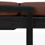 Jack outdoor adjustable lounger - varnished teak - black - Burgundy fabric White Cliff Studio Outdoor Chaise