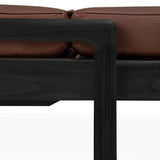 Jack outdoor adjustable lounger - varnished teak - black - Burgundy fabric White Cliff Studio Outdoor Chaise