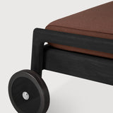 Jack outdoor adjustable lounger - varnished teak - black - Burgundy fabric White Cliff Studio Outdoor Chaise