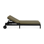 Jack outdoor adjustable lounger - varnished teak - black - Green fabric White Cliff Studio Outdoor Chaise