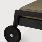Jack outdoor adjustable lounger - varnished teak - black - Green fabric White Cliff Studio Outdoor Chaise