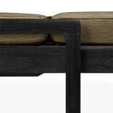 Jack outdoor adjustable lounger - varnished teak - black - Green fabric White Cliff Studio Outdoor Chaise