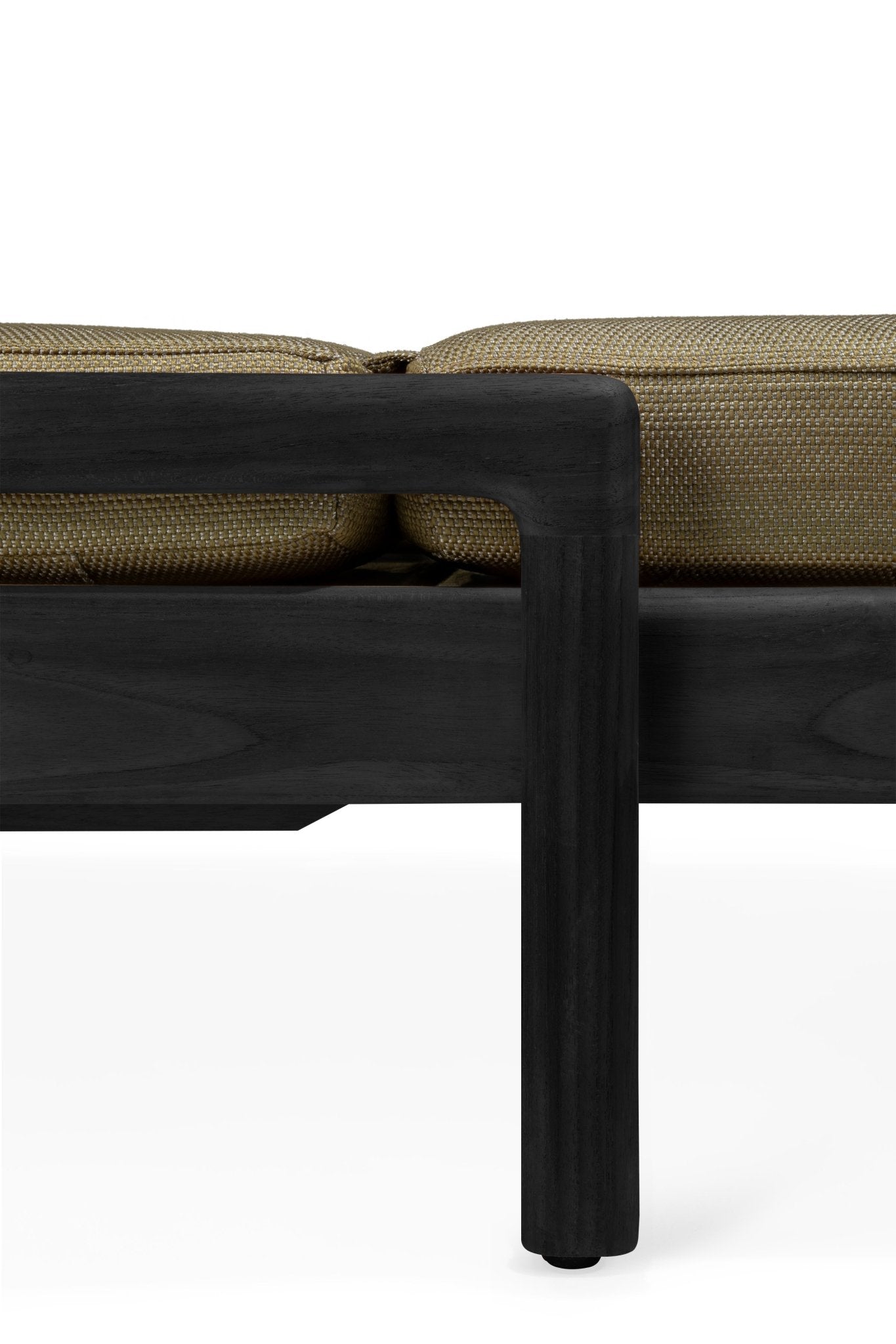 Jack outdoor adjustable lounger - varnished teak - black - Green fabric White Cliff Studio Outdoor Chaise