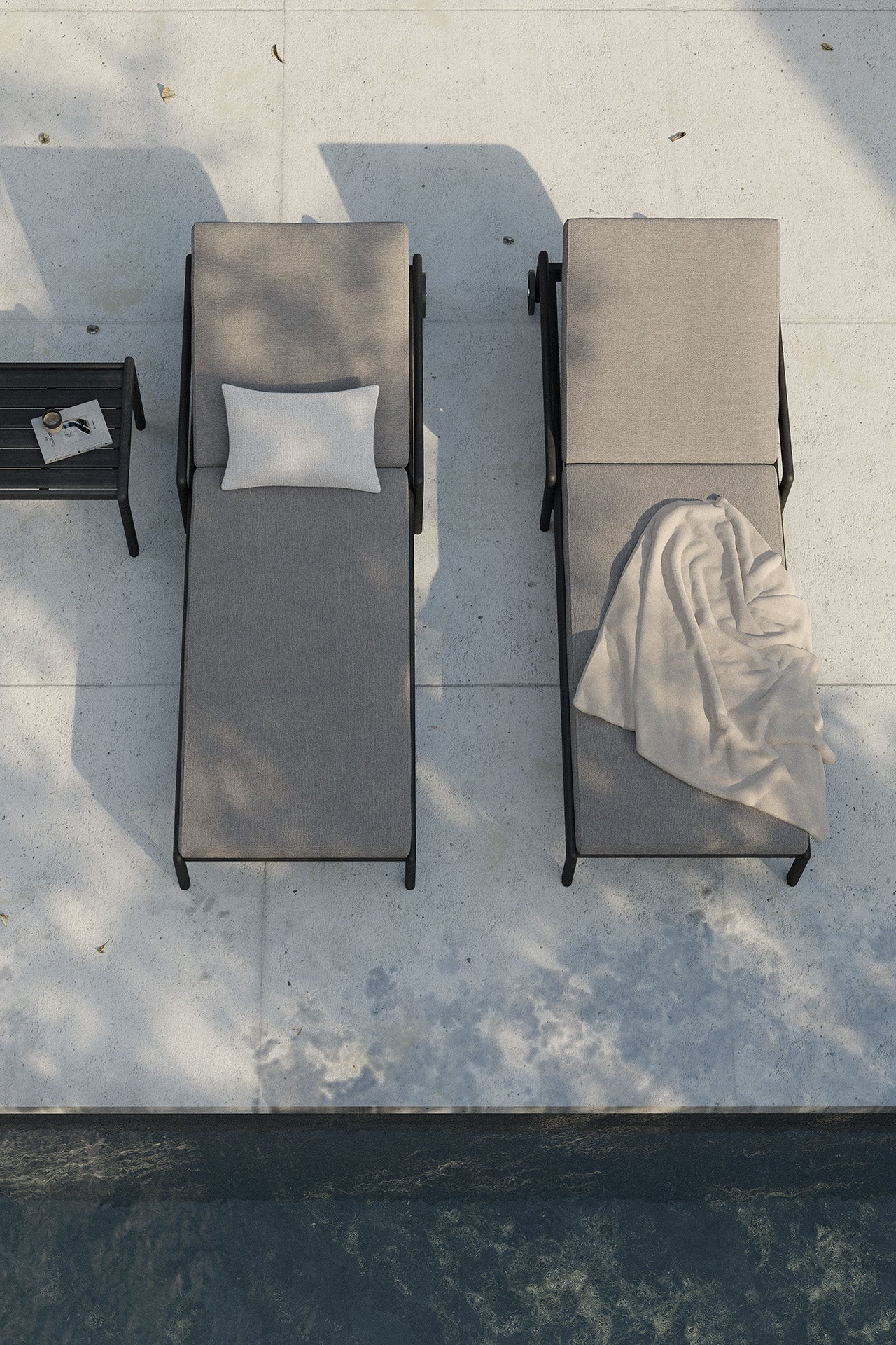 Jack outdoor adjustable lounger - varnished teak - black - Mocha fabric White Cliff Studio Outdoor Chaise