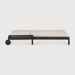 Jack outdoor adjustable lounger - varnished teak - black - Natural fabric White Cliff Studio Outdoor Chaise