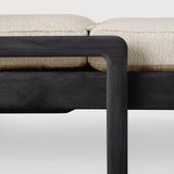 Jack outdoor adjustable lounger - varnished teak - black - Natural fabric White Cliff Studio Outdoor Chaise